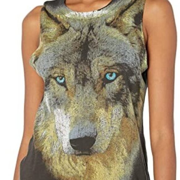 Chaser Lone Wolf Graphic Cotton Muscle Tank Top, Size S - Picture 2 of 8